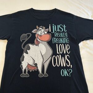 Kids Black Cow Graphic T-Shirt